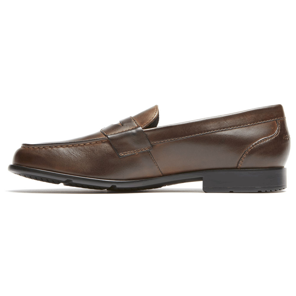 Rockport Mens Loafers Dark Brown - Classic Penny - UK 357-PZGARQ